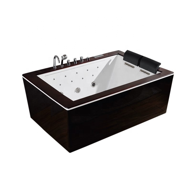 Luxury bathroom acrylic two person solid wood  water hot tub hydromassage adult bathtubs&whirlpool