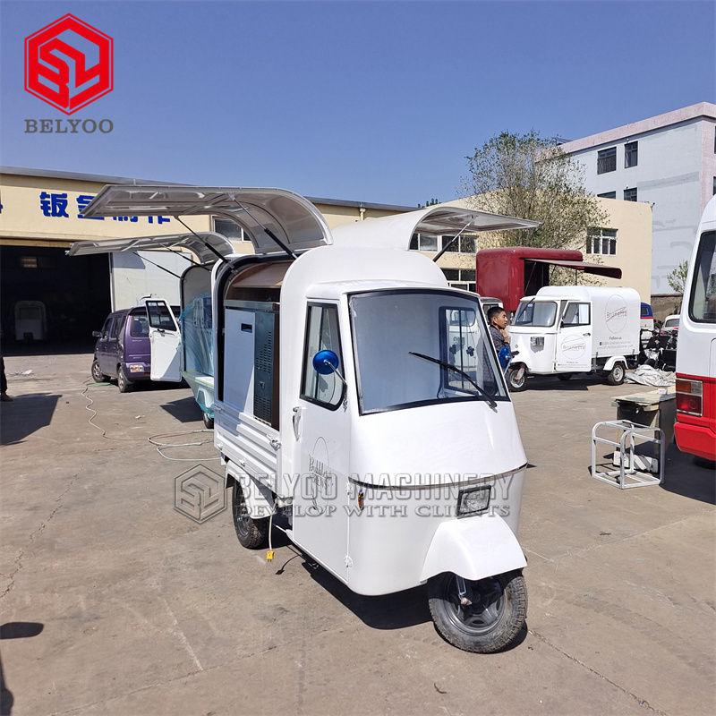 Street Juice Truck Ice Cream Cart Food Tricycle Ape Food Truck with Full Kitchen Electric Tuk Tuk for Sale Beer Bar Cart