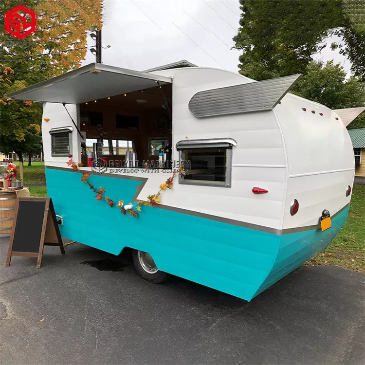 New Hot Dog Cart Coffee Ice Cream Truck Vintage Wedding Mobile Bar Bakery Juice Vending Cart Food Van Fast Food Truck for Sale