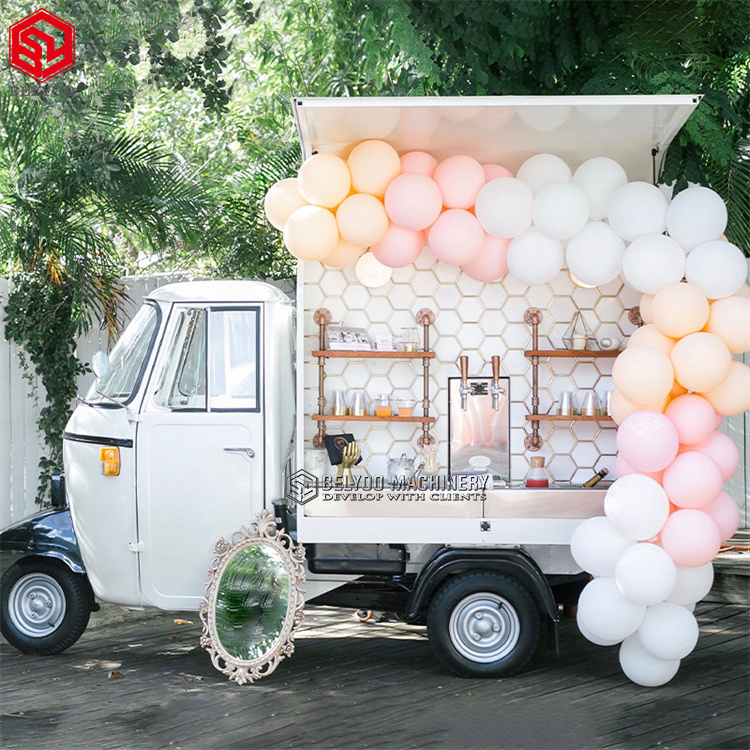 New Factory Customized  Ice Cream Cart Ape Coffee Shop Tuk Tuk Trucks Restaurant Fruit Stand Mobile Beer Bar Truck Electric