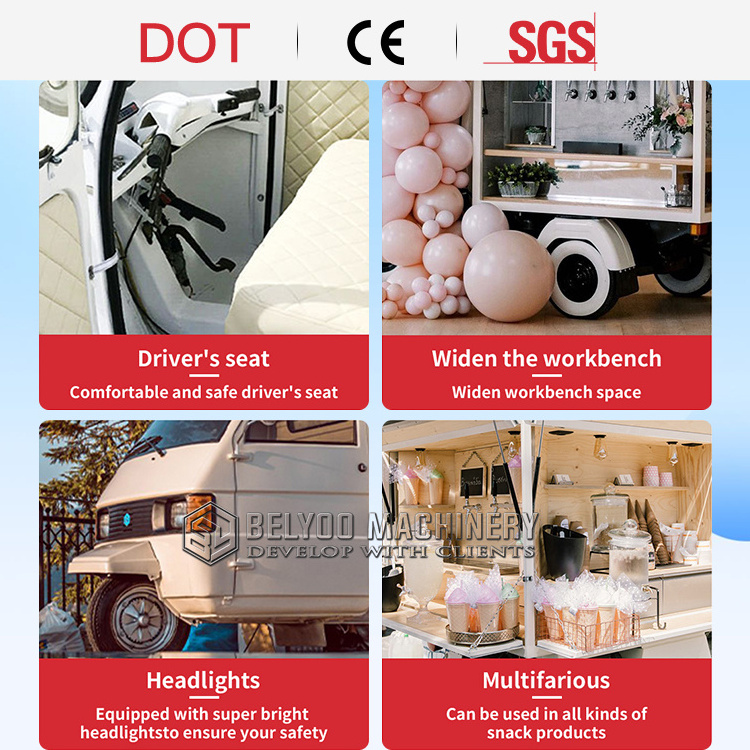 New Factory Customized  Ice Cream Cart Ape Coffee Shop Tuk Tuk Trucks Restaurant Fruit Stand Mobile Beer Bar Truck Electric