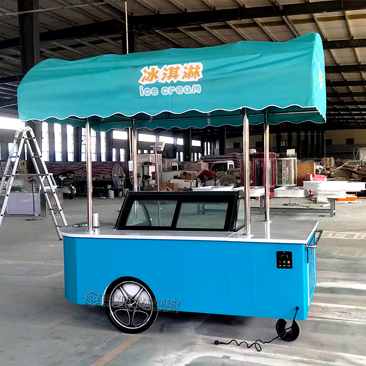 Street Mobile Push Popsicle Showcase Freezers Bicycle Hot Dog Truck Gelato Cart Hand Push Food Cart Ice Cream Vending Carts