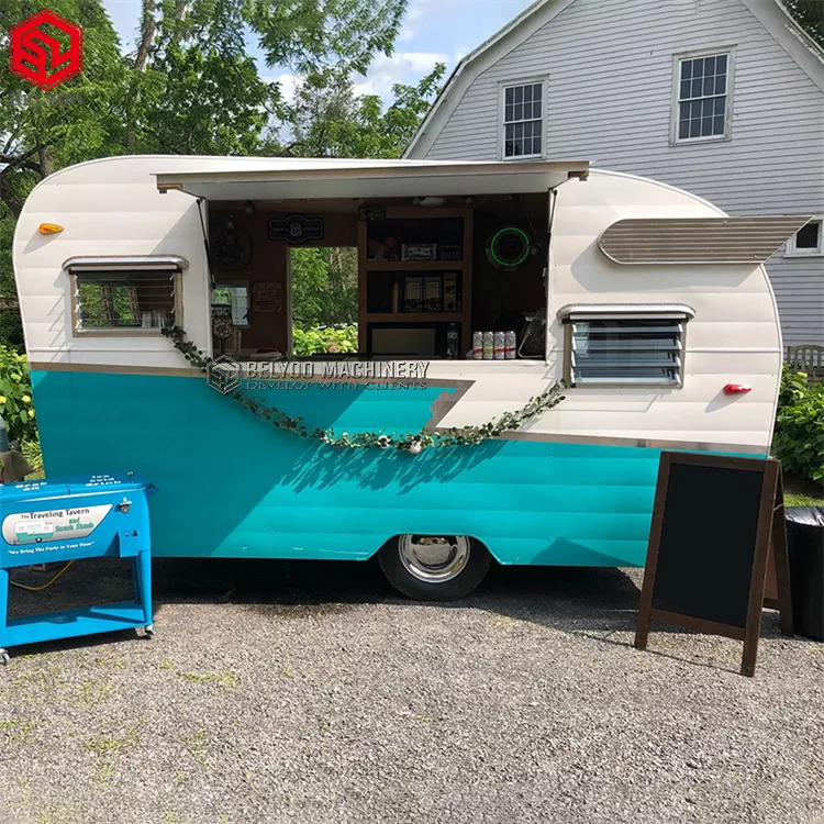 New Hot Dog Cart Coffee Ice Cream Truck Vintage Wedding Mobile Bar Bakery Juice Vending Cart Food Van Fast Food Truck for Sale