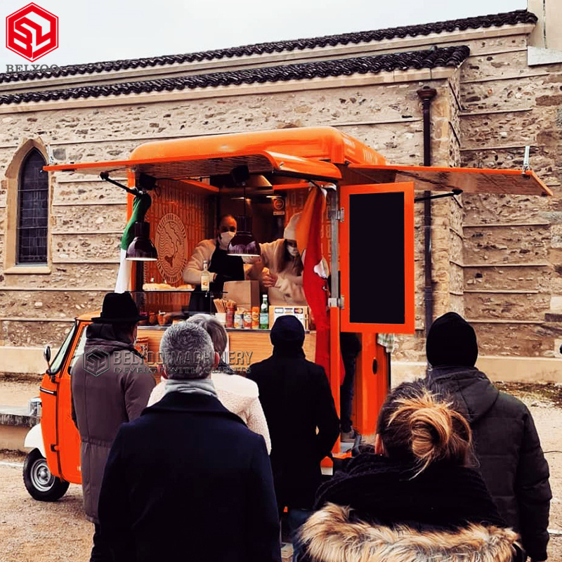 CE DOT Approved Ape Electric Tricycle Food Truck Outdoor Street Mobile Hot Dog Vending Carts