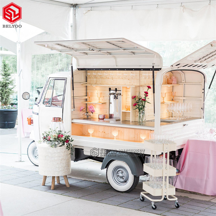 New Factory Customized  Ice Cream Cart Ape Coffee Shop Tuk Tuk Trucks Restaurant Fruit Stand Mobile Beer Bar Truck Electric