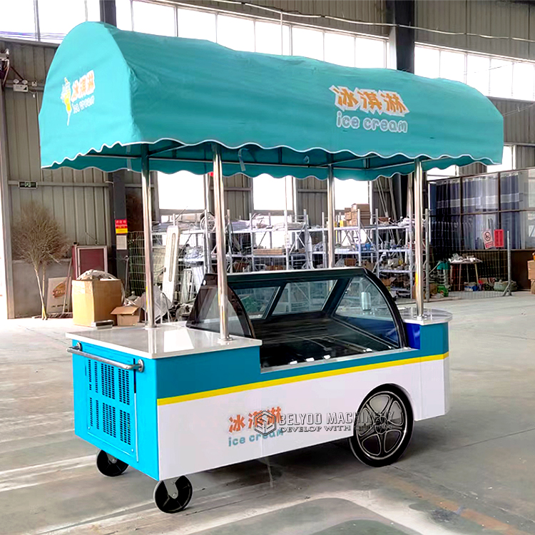 Street Mobile Push Popsicle Showcase Freezers Bicycle Hot Dog Truck Gelato Cart Hand Push Food Cart Ice Cream Vending Carts