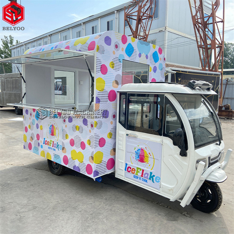 2024 Customized Street Food Tricycle Electric 3 Wheel Catering Cart Fast Food Cart Mobile Electric Food Tricycle