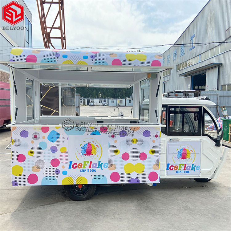 2024 Customized Street Food Tricycle Electric 3 Wheel Catering Cart Fast Food Cart Mobile Electric Food Tricycle