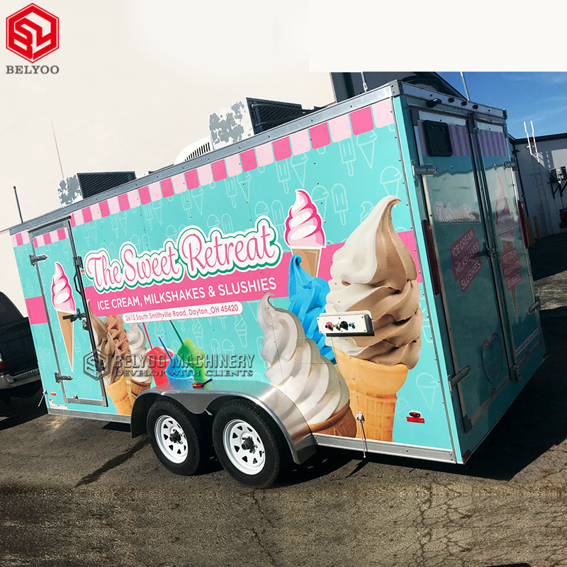 China Factory Custom Food Truck / Concession Trailer /Coffee Hot Dog Snack Mobile Kitchen Fryer Hot Dog Cart Ice Cream Truck