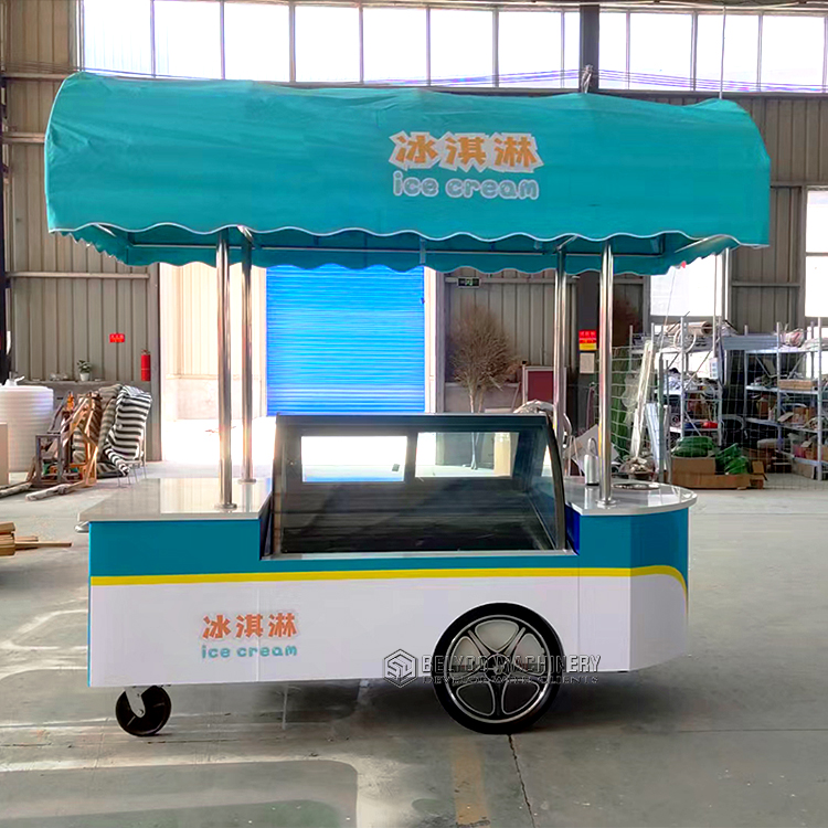 Street Mobile Push Popsicle Showcase Freezers Bicycle Hot Dog Truck Gelato Cart Hand Push Food Cart Ice Cream Vending Carts