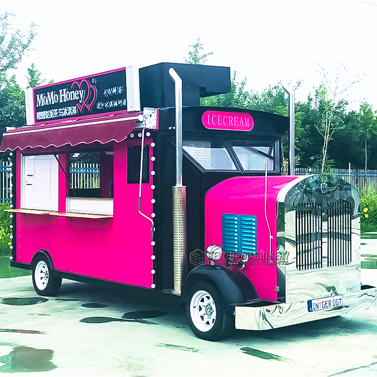 New Design Cartoon Street Service Provides Fast Food Ice Cream Cart Hot Dog Stall Remorque Food Truck