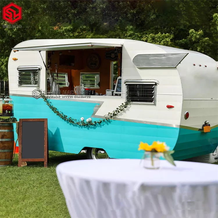 New Hot Dog Cart Coffee Ice Cream Truck Vintage Wedding Mobile Bar Bakery Juice Vending Cart Food Van Fast Food Truck for Sale