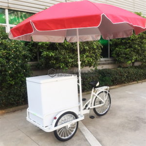 High Quality Front Loading Pedal Assist Freezer Hot Dog Stand Coffee Carts Electric Bicycle Food Cart Ice Cream Bike