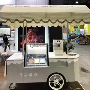 Mobile Food Kiosk Mini Food Trailer Coffee Car Hot Sale Ice Cream Push Cart