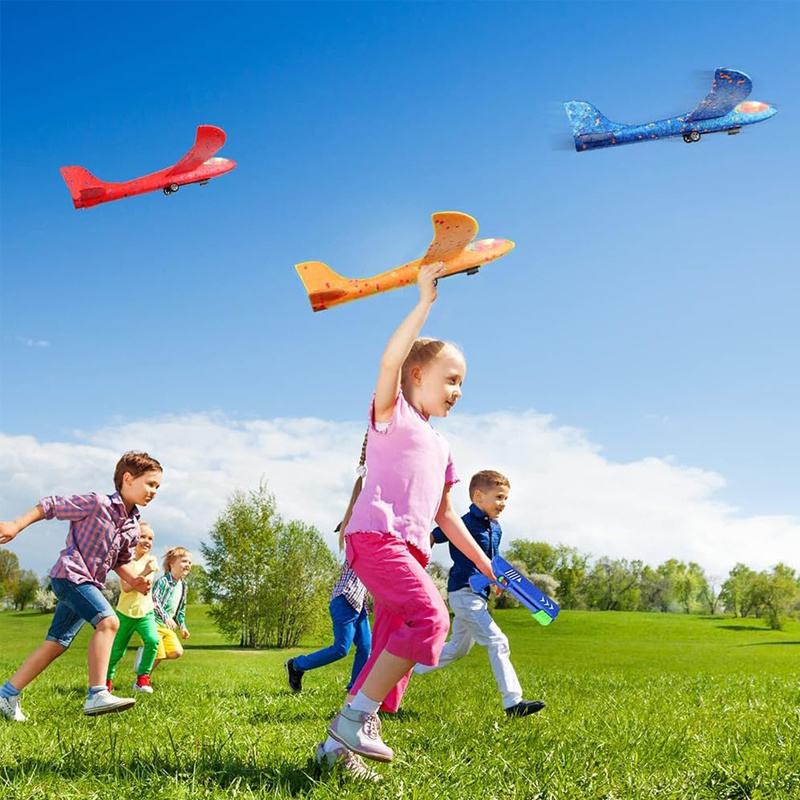 Bemay Toy Airplane Launcher Toys Foam Glider Catapult Plane With Led Light Outdoor Flying Game Toys For Boys Girls