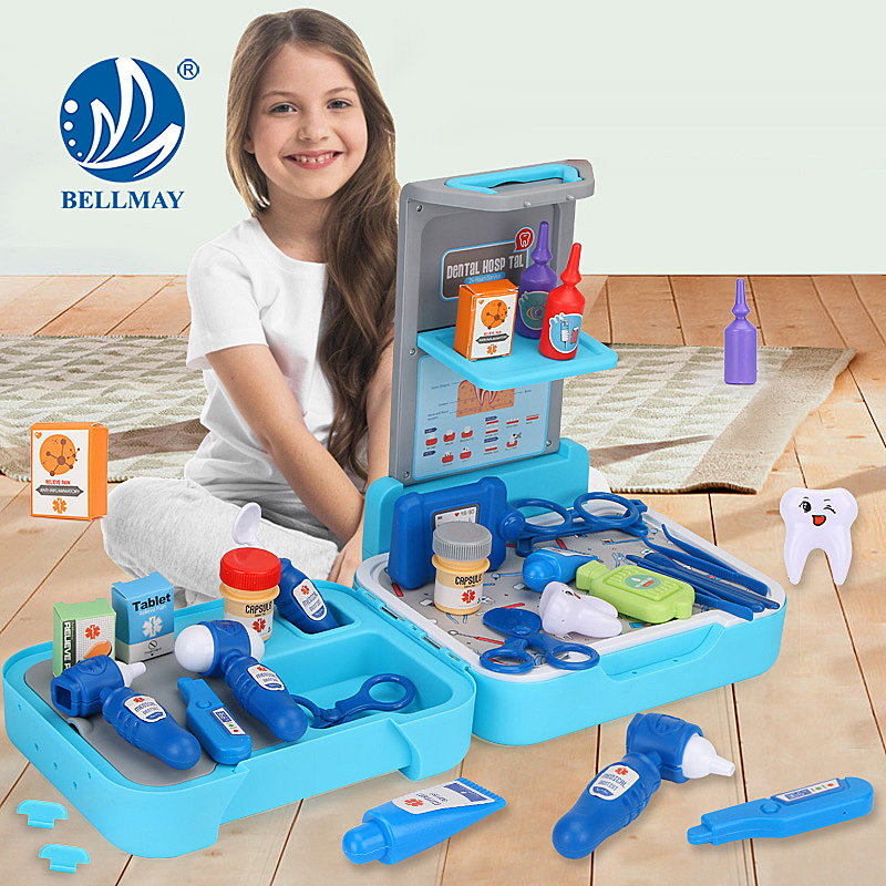 Bemay Toy Portable Dental Hospital Set with 33PCS Accessories Simulation Toy for Kids Briefcase Dentist