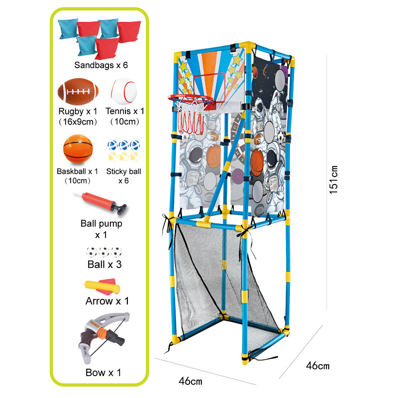 Bemay Toy Sport Squad 7-in-1 Multi-Sport Toss Game Set Play Football, Baseball, Basketball, Soccer, and Darts Party Game