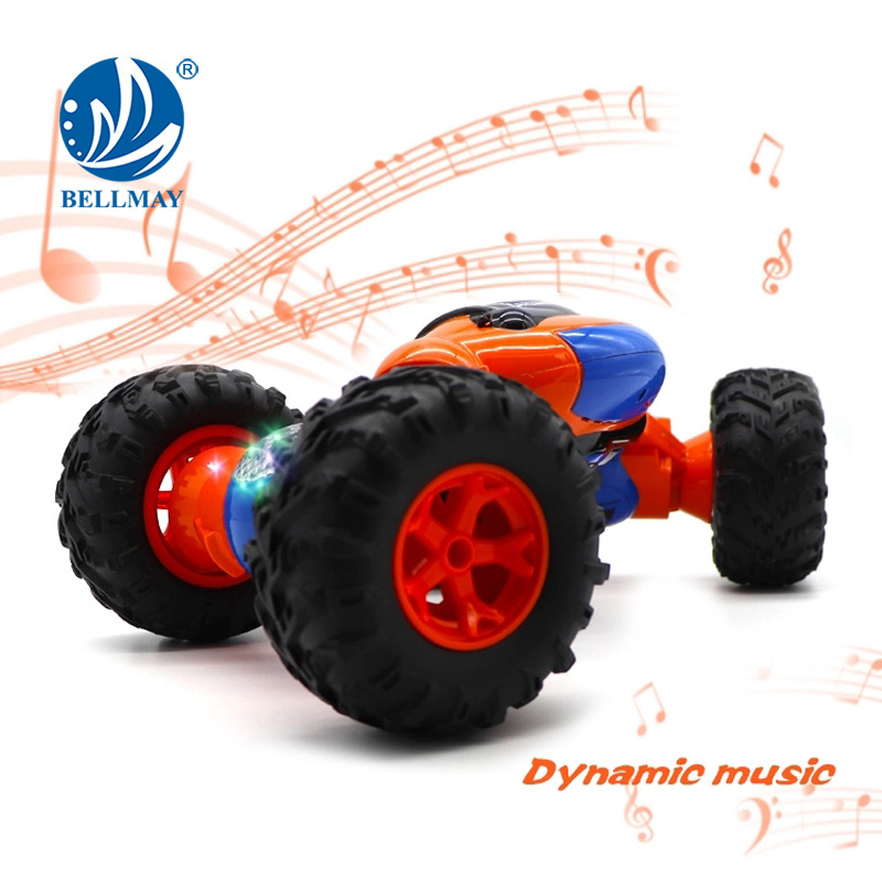 Bemay Toy 2.4GHz 4WD Induction Deformation Double-sided Remote Control Twisted Car with Light And Music