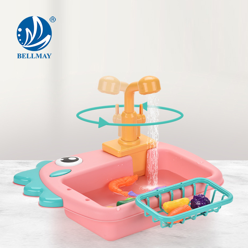 Bemay Toy Dishwasher Vegetable Toys Set Kitchen Kids Mini Plastic Sink Spraying Water Dishwasher Kid Toys