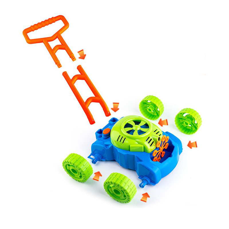 Bemay Toy Bubble Lawn Mower for Toddlers,Kids Bubble Blower Machine,Indoor Outdoor Push Gardening Toys