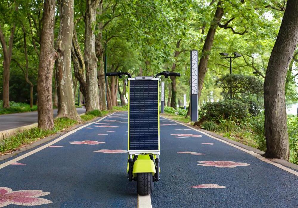 First one 36V 13A/20A Solar electric scooter in the world with Zero carbon emission for sharing or rent in city