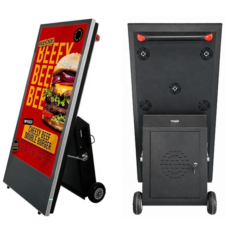 free sample 43 inch lcd battery rechargeable movable 4k digital signage and displays outdoor kiosk waterproof advertising screen