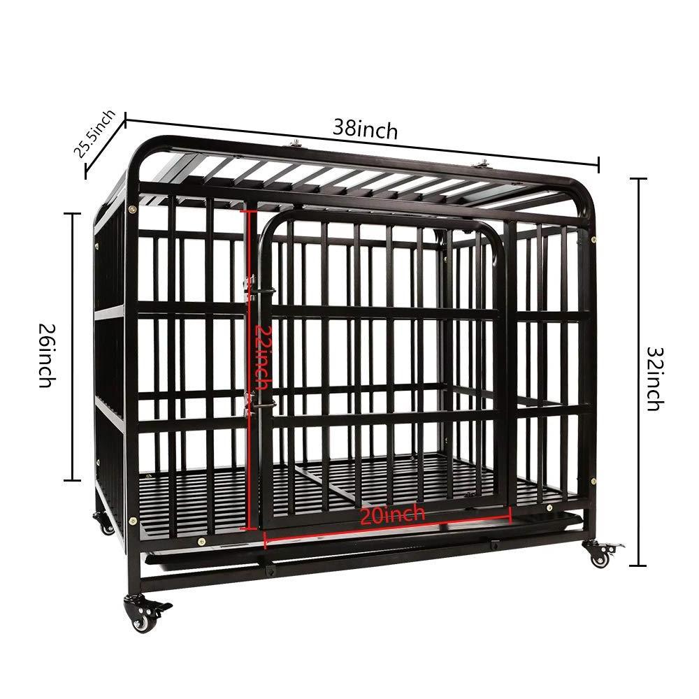 Heavy Duty Dog Cage Metal Kennel and Crate for Medium and Large Dogs, Pet Playpen with Four Wheels Easy to Install