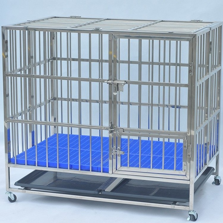 Stainless Steel High Anxiety Dog Cage Collapsible Kennel With Tray