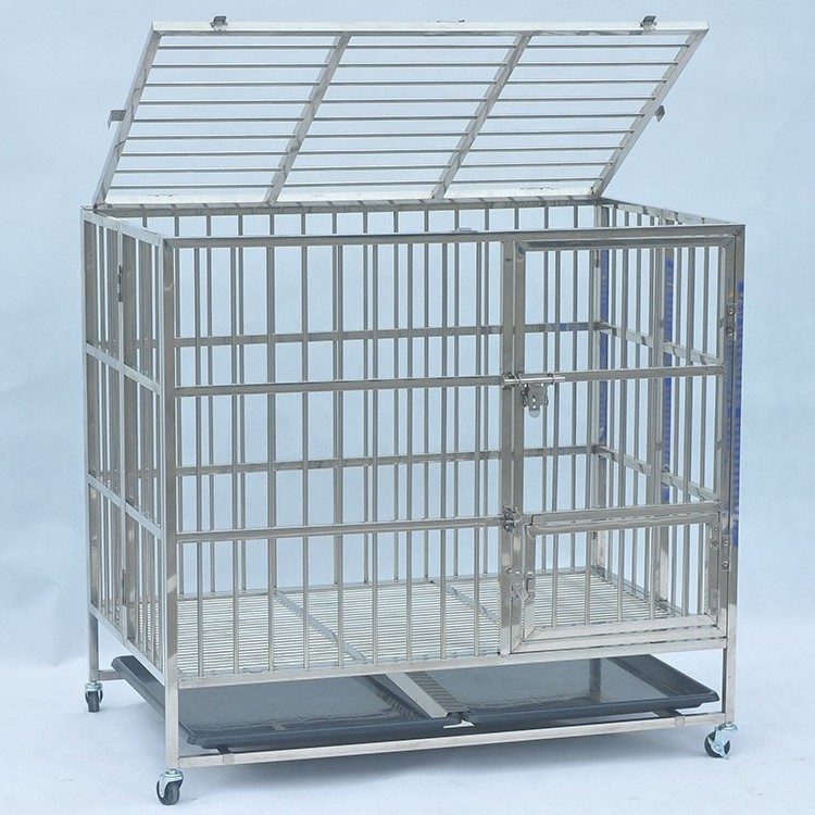 Stainless Steel High Anxiety Dog Cage Collapsible Kennel With Tray