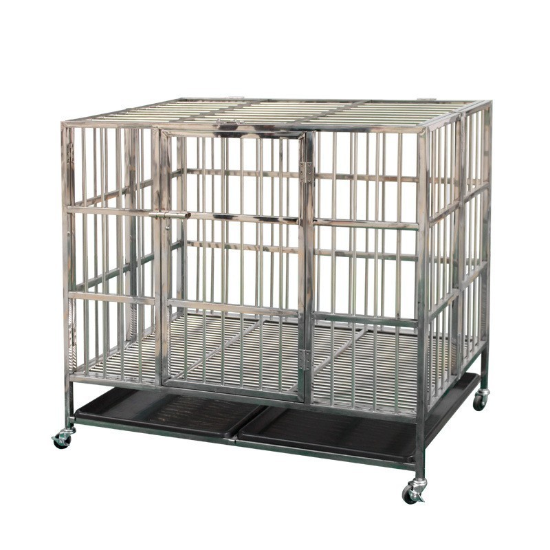 Stainless Steel High Anxiety Dog Cage Collapsible Kennel With Tray