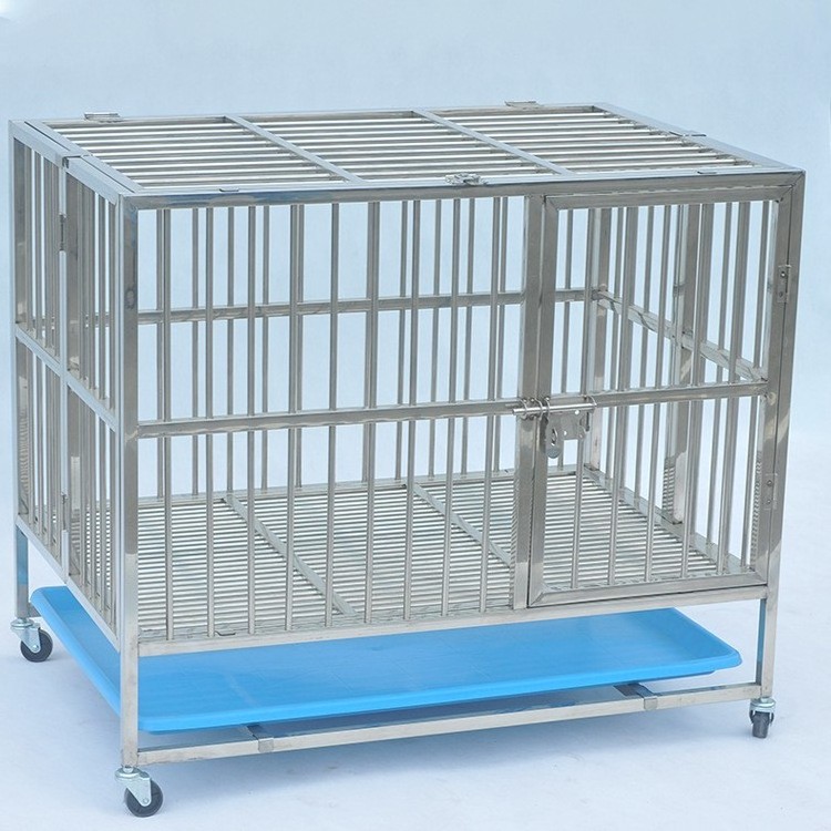 Stainless Steel High Anxiety Dog Cage Collapsible Kennel With Tray