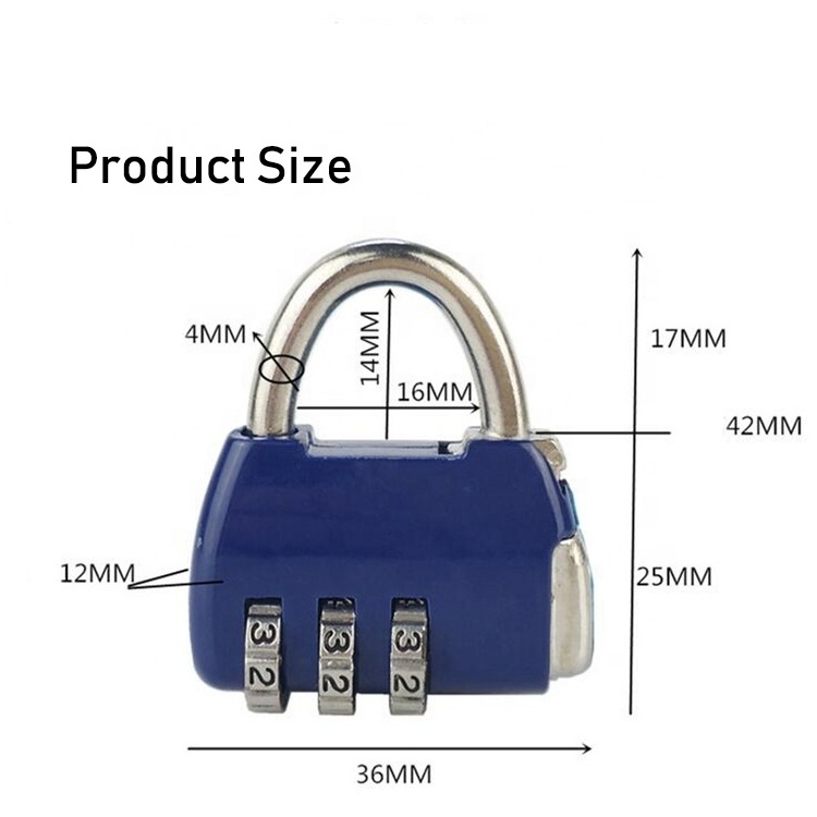 Hot selling Travel security suitcase 3 Digital Luggage padlock Password Number Lock