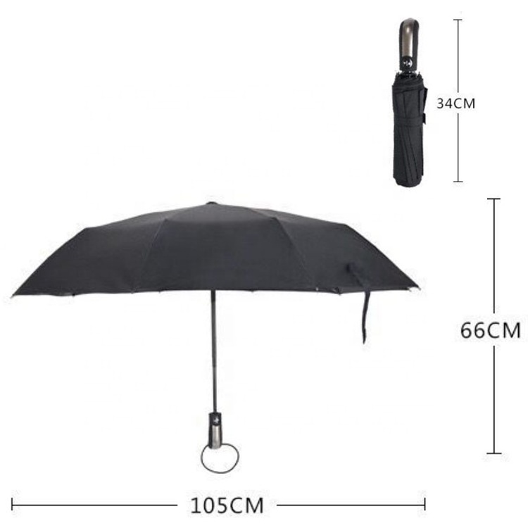 Windproof Men Black Coating 10K Parasol Wind Resistant Folding Automatic Rain Umbrella