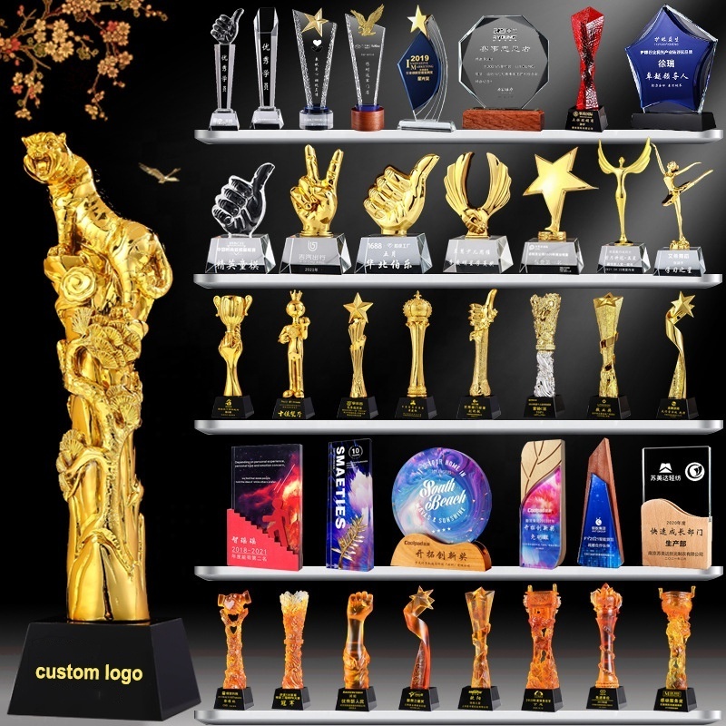 Custom Wholesale Medals Trophies Blank Glass Resin Metal Crystal Acrylic Plaque Award Sports Trophy Cup