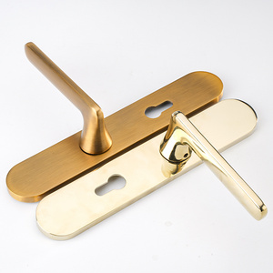 Modern Simple Mortise Door Handle on Plate Door Handle Lever Furniture Bedroom Sets Gold Zinc Alloy 15 Sets