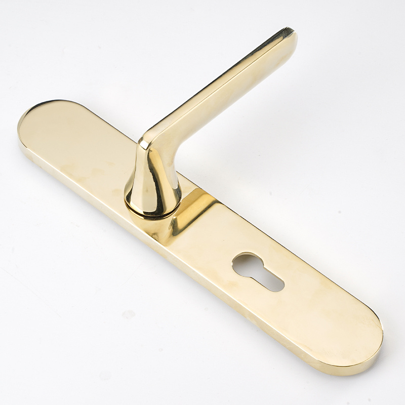 Modern Simple Mortise Door Handle on Plate Door Handle Lever Furniture Bedroom Sets Gold Zinc Alloy 15 Sets