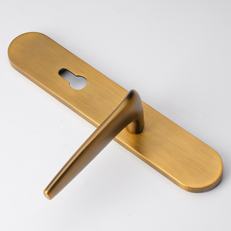 Modern Simple Mortise Door Handle on Plate Door Handle Lever Furniture Bedroom Sets Gold Zinc Alloy 15 Sets