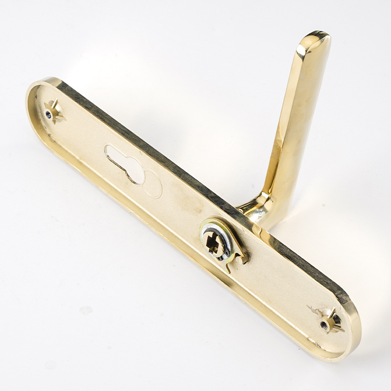 Modern Simple Mortise Door Handle on Plate Door Handle Lever Furniture Bedroom Sets Gold Zinc Alloy 15 Sets