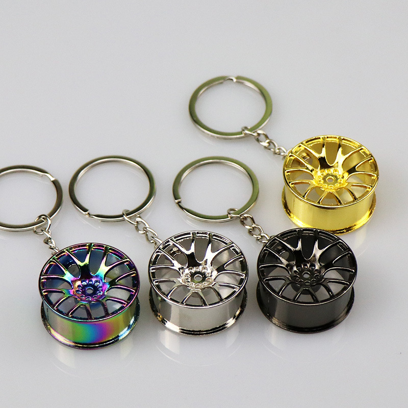 Wholesale Metal Zinc Alloy Hub Keyring Auto Car Part Wheel Rim Keychain