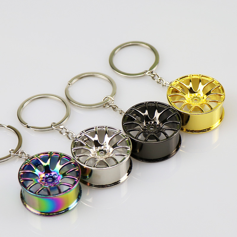 Wholesale Metal Zinc Alloy Hub Keyring Auto Car Part Wheel Rim Keychain