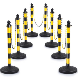 Benc Heavy-Duty Parking Driveway Warning Traffic Delineator Plastic Stanchion Post Crowd Control Barrier Including 46ft Chain