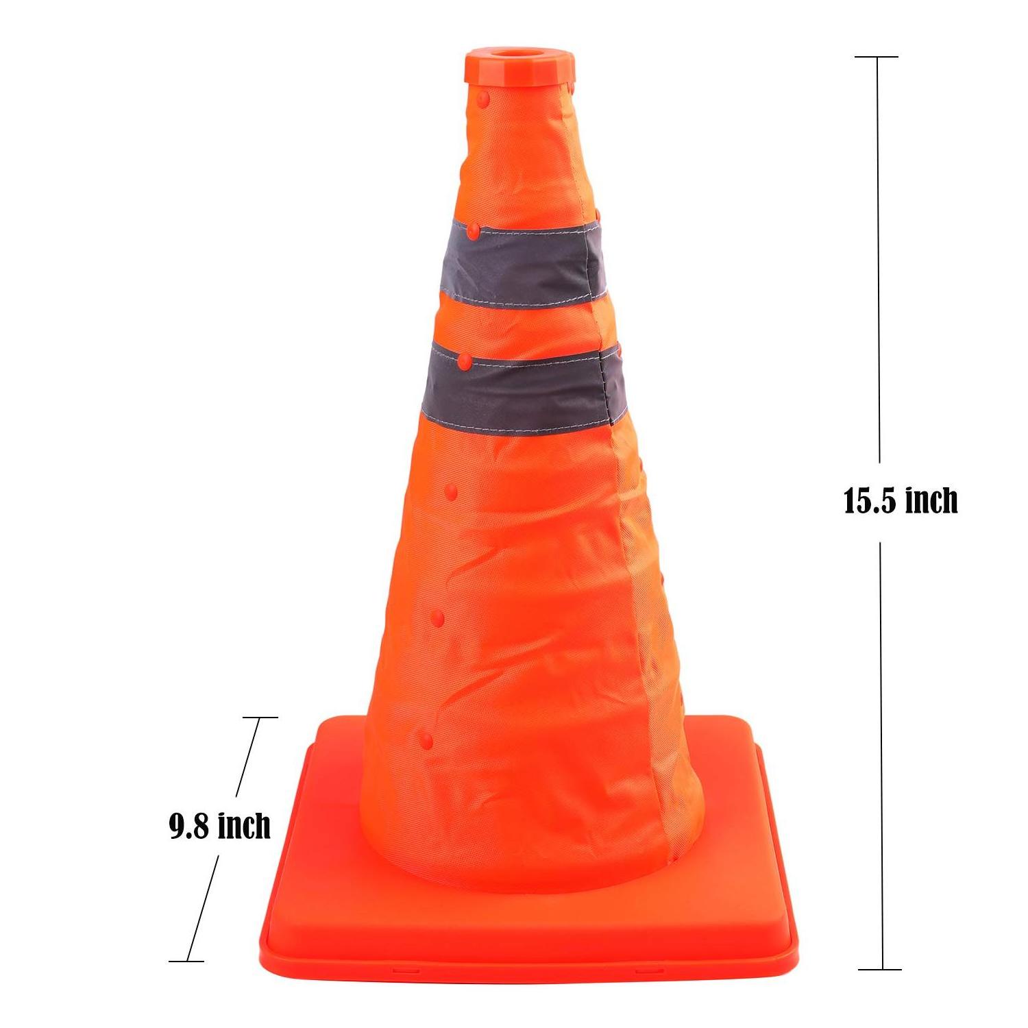 Benc 15.5 Inch Orange Collapsible Traffic Safety Road Parking Driving Construction Cones with Reflective Strips Collar