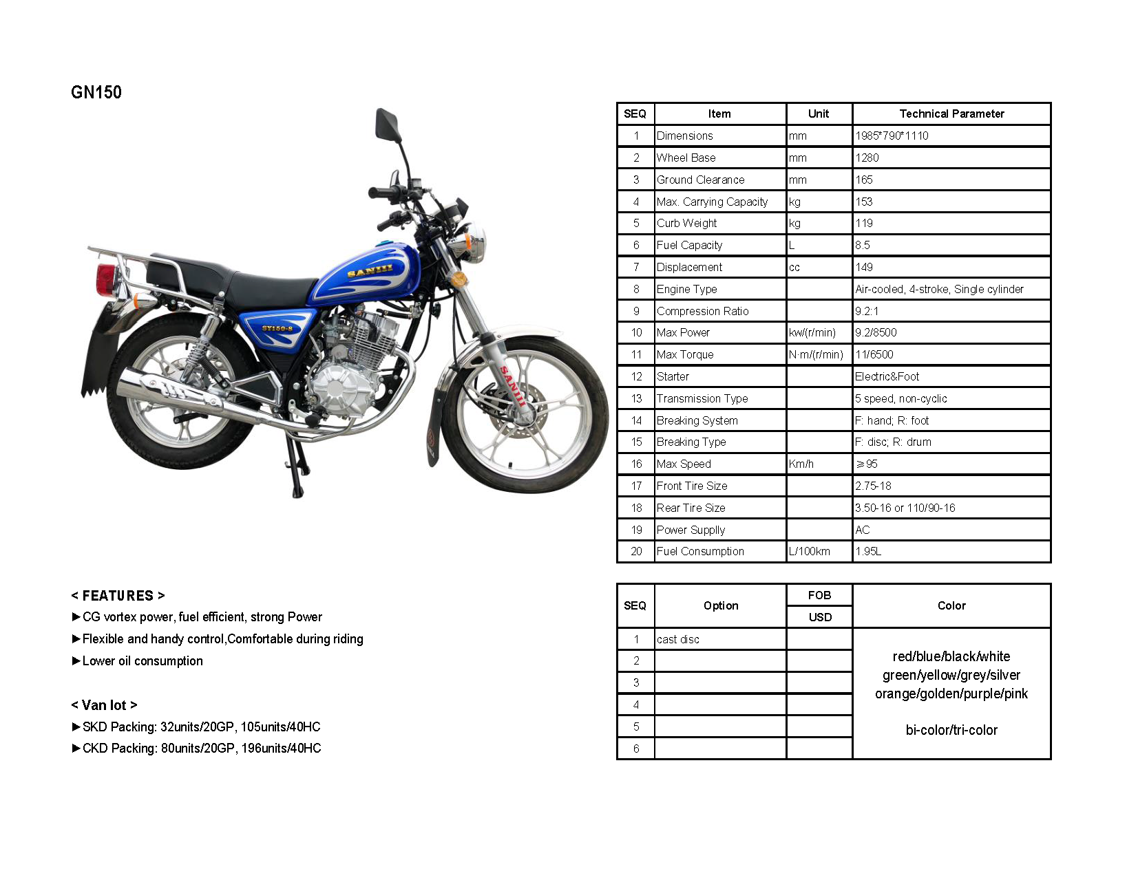 ALBAHAR  ZHUJIANG BAOTIAN FYM GALAXY 125CC 150CC 200C GN MOTORCYCLE FOR YEMEN MARKET  SJ150-8 SJ125-8