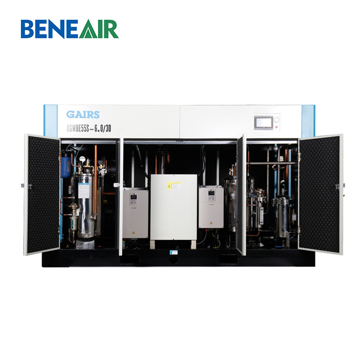 30~40bar 400~500 psi Water Lubricated Oil-free Screw Booster Air Compressor for Pet Blow Moulding Machine