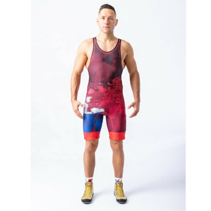 OEM Good Service Design custom plus size wrestling singlet customized  Polyester/Spandex bodysuit Style Wrestling Singlets