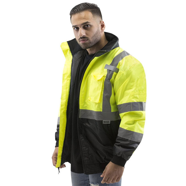 Winter Bomber Security Work Road Traffic Hi Vis Visibility Reflective Safety Jackets for Mens