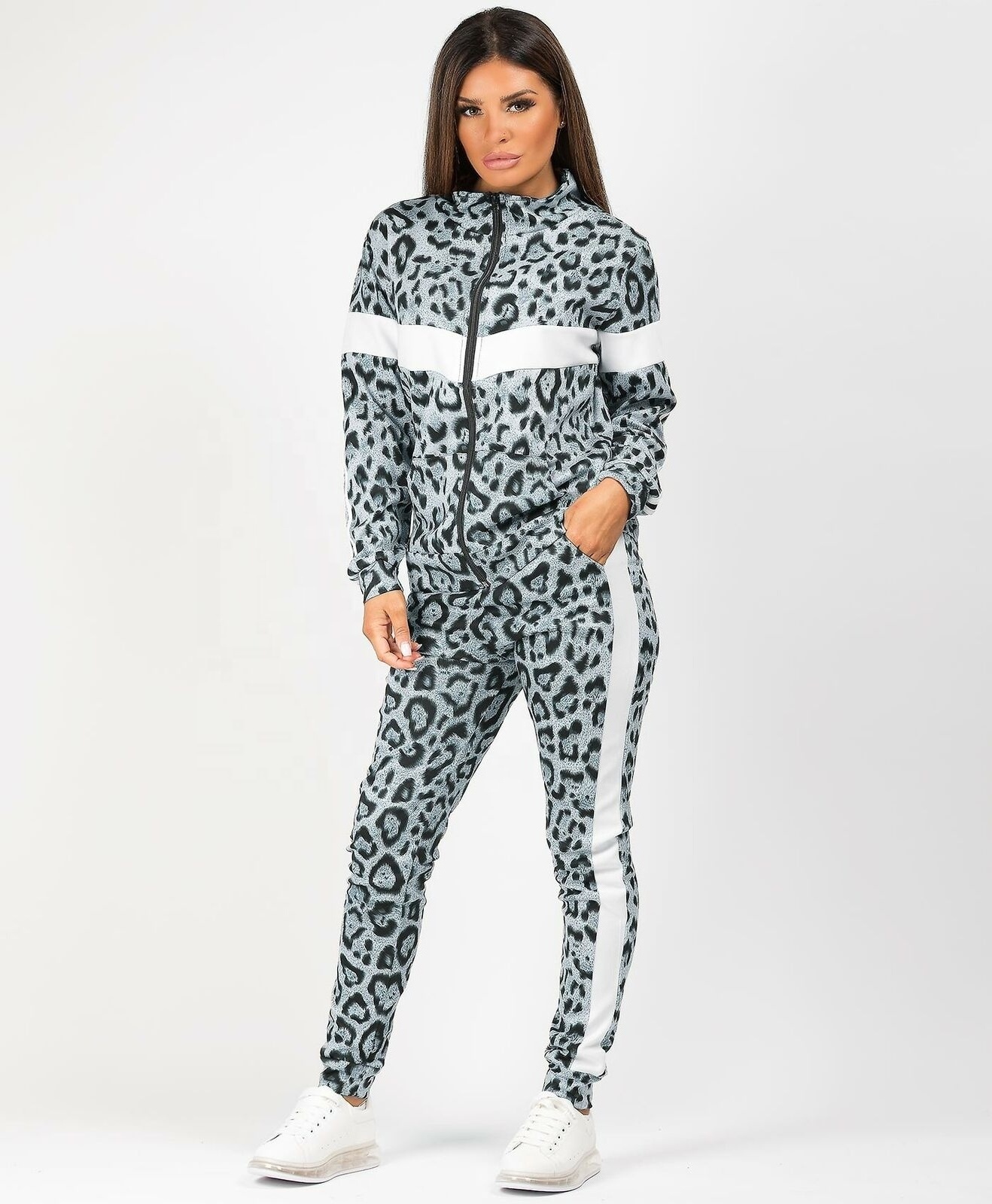 Leopard Print Design Women Casual Tracksuits Winter Women Tracksuit