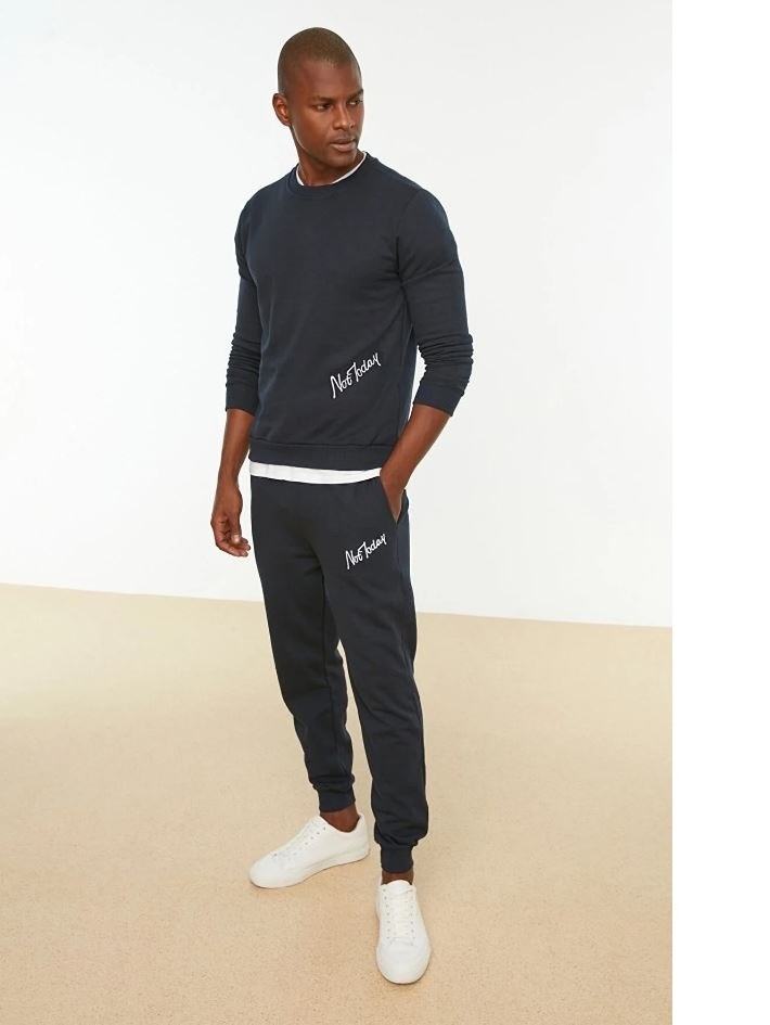 Design Your Own 2 Piece Track Suit Mens Fitted Black With Side White Stripe Tracksuit