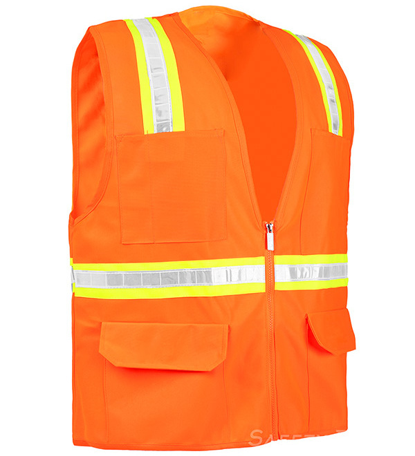 Wholesale Zipper Multi Pockets Hi Vis Vest Motorcycle Safety Reflective Vest