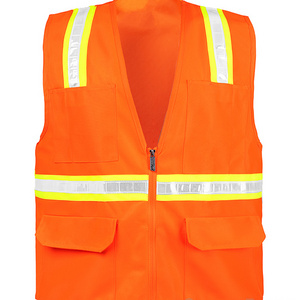 Wholesale Zipper Multi Pockets Hi Vis Vest Motorcycle Safety Reflective Vest